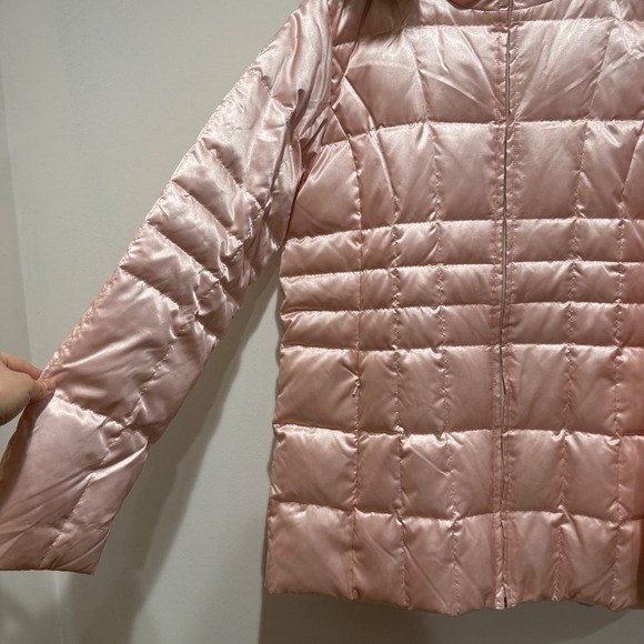 Lands End Women Down Puffer Parka Jacket L Large 14-16 Quilted Blush Baby Pink - Picture 10 of 11